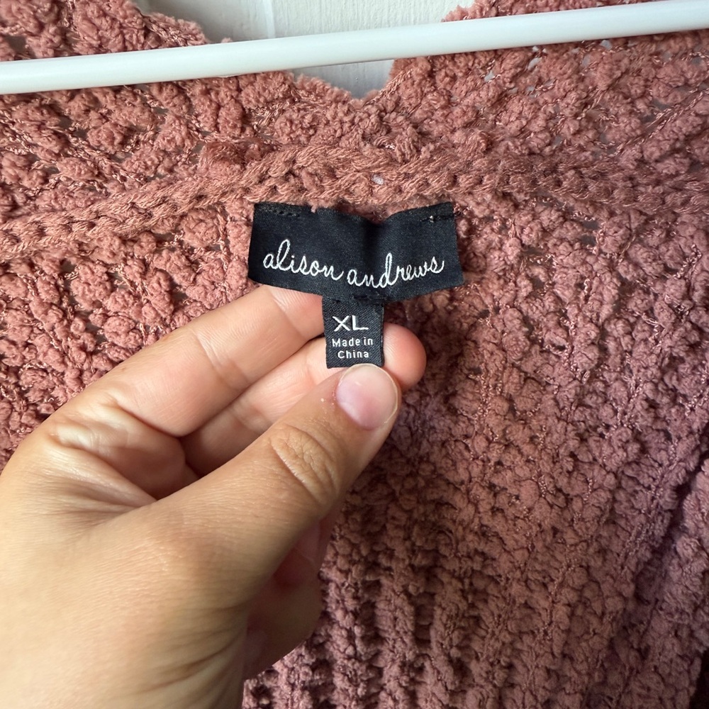 💓⚡️$10 DEALS 
Alison Andrews Mauve Pink Textured Popcorn Caridgan Sweater XL - Picture 2 of 4